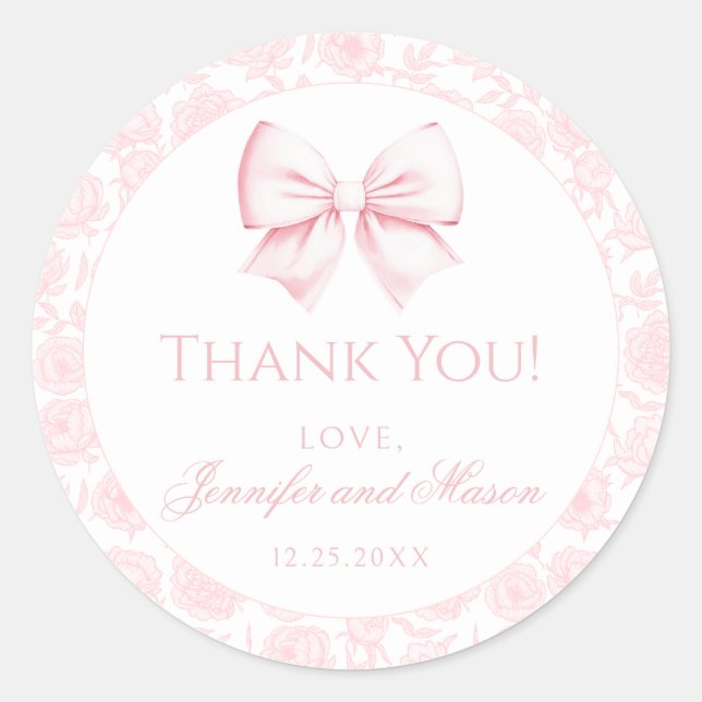 Sticker Rond Pastel arc rose baby shower boho floral merci (Devant)