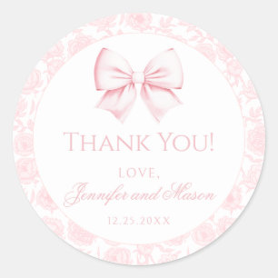 Sticker Rond Pastel arc rose baby shower boho floral merci