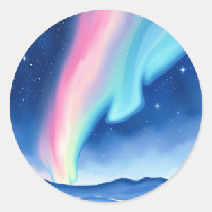 Sticker Rond Pastel Aurora Borealis