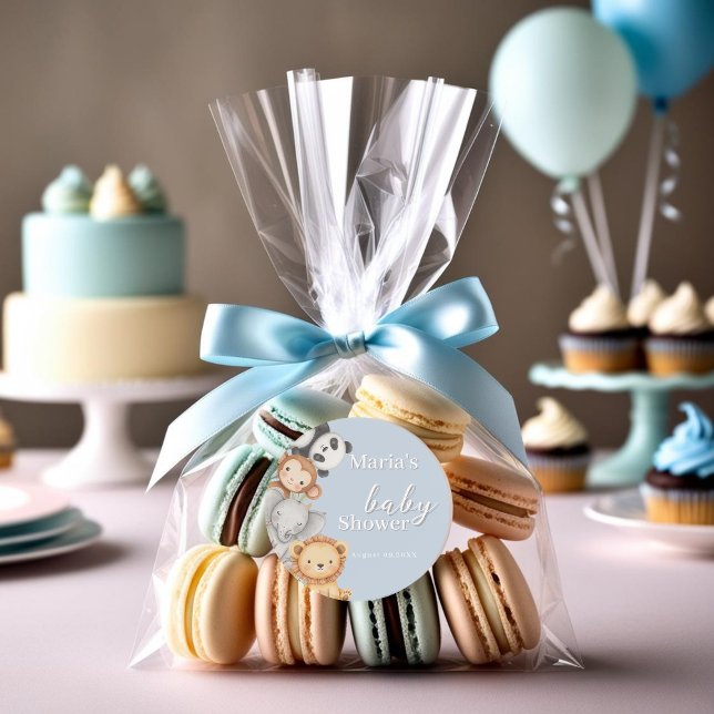 Sticker Rond Pastel Baby shower tropical Jungle Safari Animaux (Créateur téléchargé)