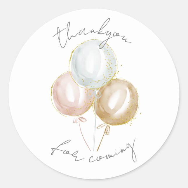 Sticker Rond Pastel Balloons Merci (Devant)