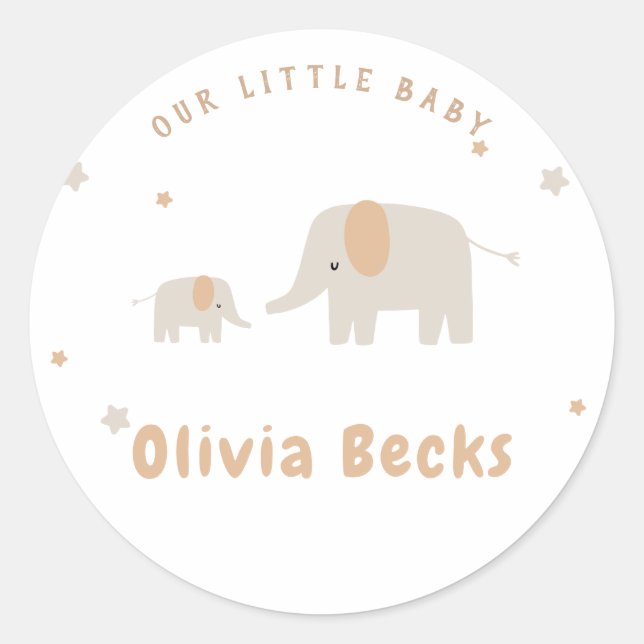 Sticker Rond Pastel Beige mignon Baby shower illustratif (Devant)