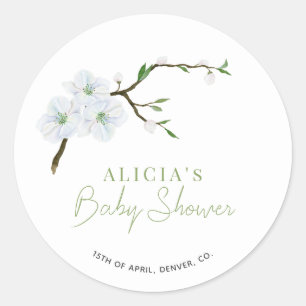 Sticker Rond Pastel bleu floral élégant garçon baby shower
