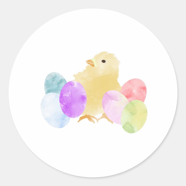 Sticker Rond Pastel Chick avec Oeuf Design (Devant)