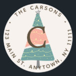 Sticker Rond Pastel Christmas Tree Round Return Adresse Label<br><div class="desc">Haute qualité et personnalisable !</div>