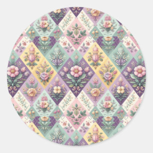 Sticker Rond Pastel coloré Jacquard Pâques/Printemps