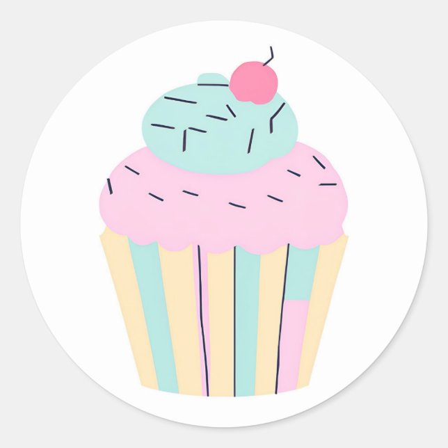 Sticker Rond Pastel Colours Boulangerie Cupcake Stick rond (Devant)