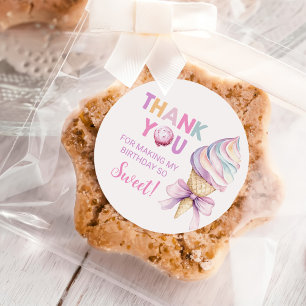 Sticker Rond Pastel Coquette Filles de crème glacée Anniversair