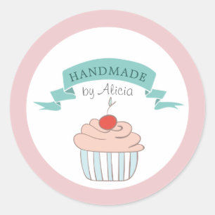 Sticker Rond pastel cupcake mignon monogramme fait main