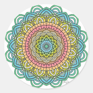 Sticker Rond Pastel Defleur Mandala