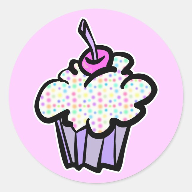 Sticker Rond pastel dots cupcake (Devant)