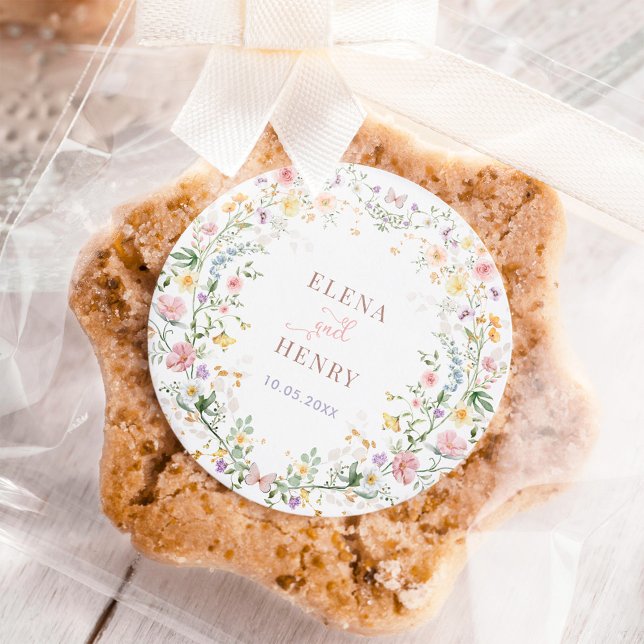 Sticker Rond Pastel Enchanted Fleur sauvage Jardin de mariage F (Créateur téléchargé)