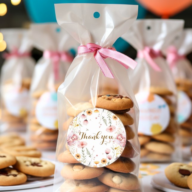 Sticker Rond Pastel Fairy jardin fleuri thé fête anniversaire (Créateur téléchargé)