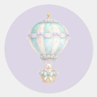Sticker Rond Pastel Fairytale Hot Air Balloon Envelope Seal