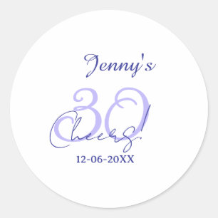 Sticker Rond Pastel félicite 30ème anniversaire violet élégant 