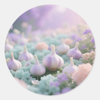 Sticker Rond Pastel Garlic Garden Dreamscape