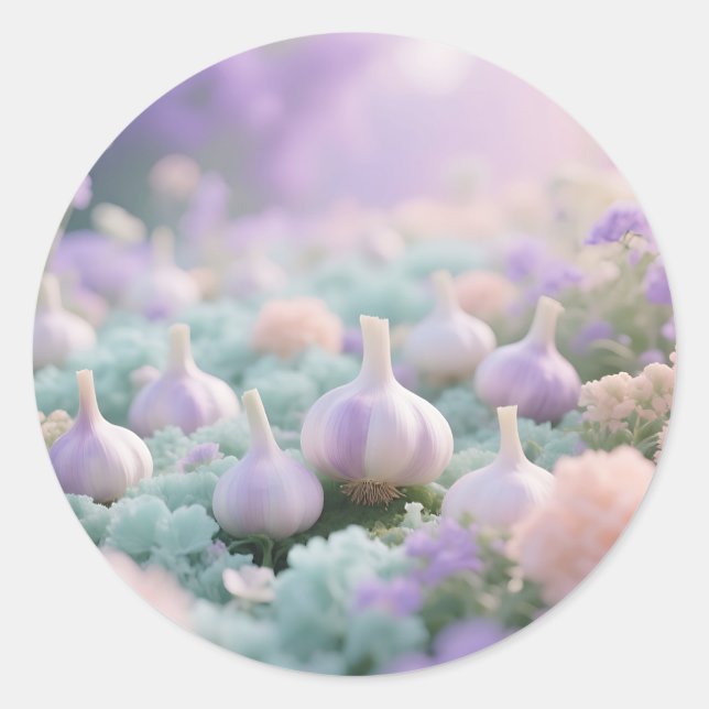 Sticker Rond Pastel Garlic Garden Dreamscape (Devant)