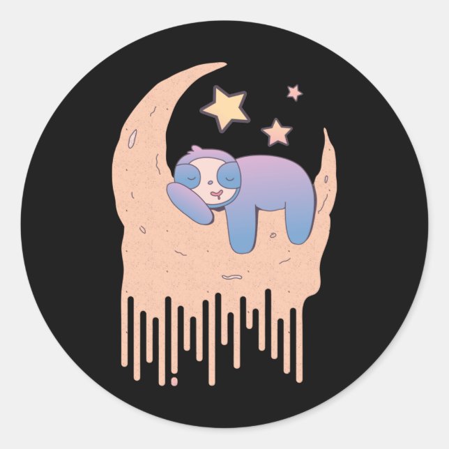 Sticker Rond Pastel Goth Moon esthétique Kawaii Sloth (Devant)