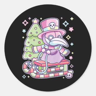 Sticker Rond Pastel Goth Plague Doctor Christmas Halloween Renc