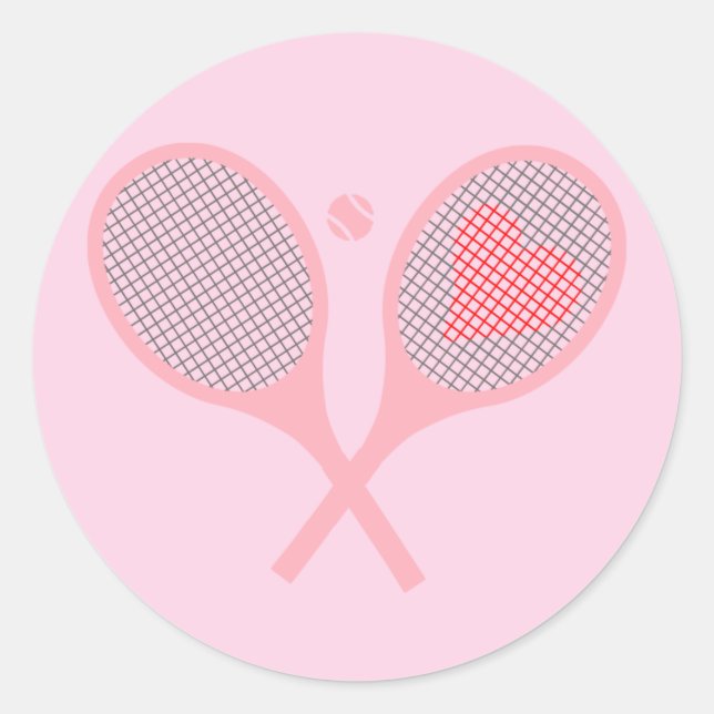 Sticker Rond Pastel Heart Tennis Lecteur Racquettes Ball Design (Devant)