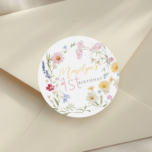Sticker Rond Pastel Little Fleur sauvage Girl 1er anniversaire