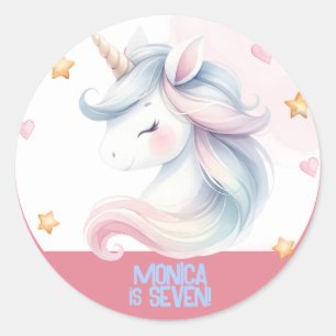 Sticker Rond Pastel magique Whimsical unicorn anniversaire de e