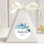 Sticker Rond Pastel Modern Blue Roses Wedding<br><div class="desc">Pastel blue watercolor floral collection of hand-painted wild roses.  Personalize with your details easily and quickly,  simply press the customize it button.  Matching items to complete your event collection are available in our Zazzle store!</div>