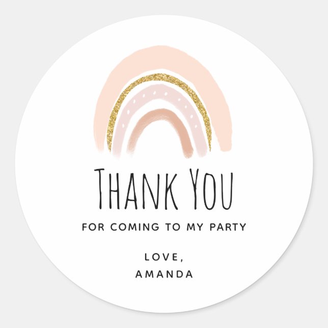 Sticker Rond Pastel Pink & Faux Parties scintillant Boho Rainbo (Devant)