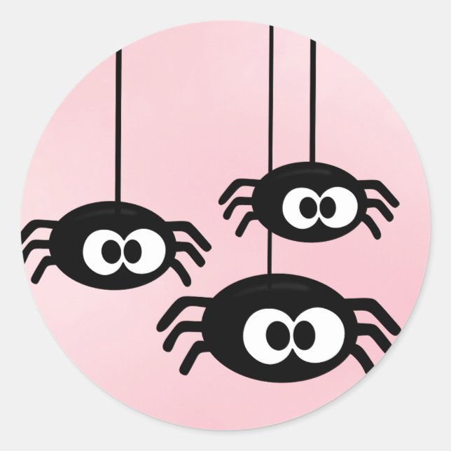 Sticker Rond Pastel Pink mignon Araignées Halloween (Devant)
