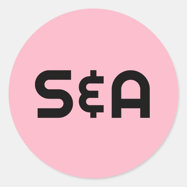 Sticker Rond Pastel Pink Retro Mariage monogramme (Devant)