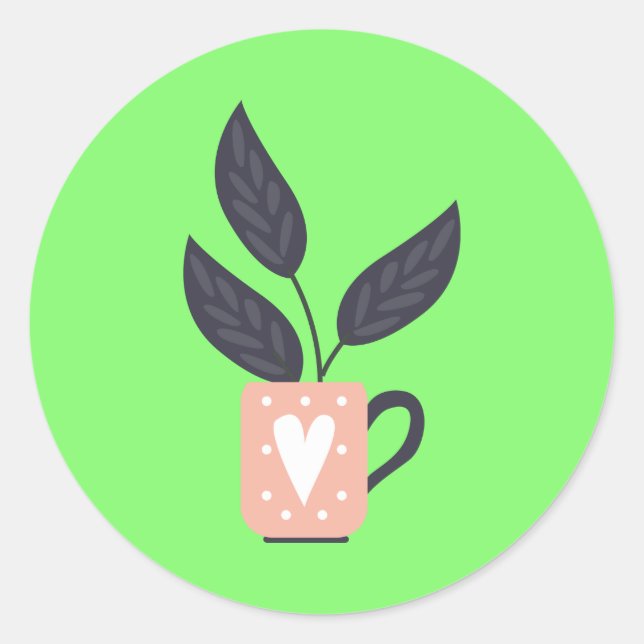 Sticker Rond Pastel plante moderne simple (Devant)