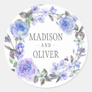 Sticker Rond Pastel Purple Aquarelle Florale MARIAGE