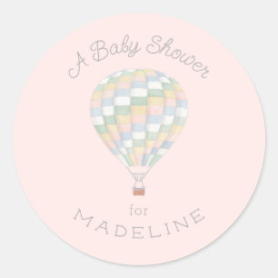 Sticker Rond Pastel Quilt Baby shower à ballon à air chaud