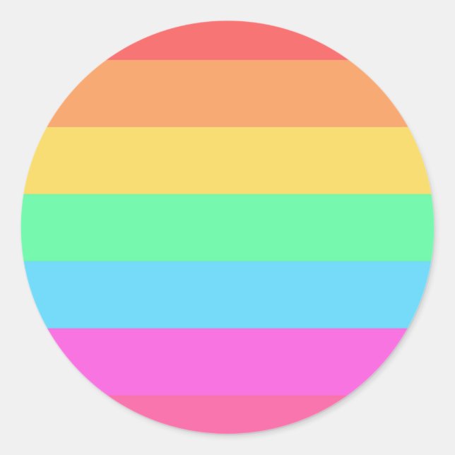 Sticker Rond Pastel Rainbow Color Strips Design (Devant)