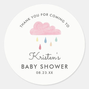 Sticker Rond Pastel Raindrops Cloud Baby shower Merci Favor