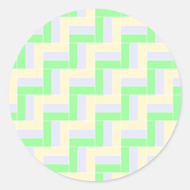 Sticker Rond Pastel Rectangles Lignes en pointillé blanc Motif (Devant)