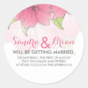 Sticker Rond Pastel Rose & Blanc Floral Mariage Design