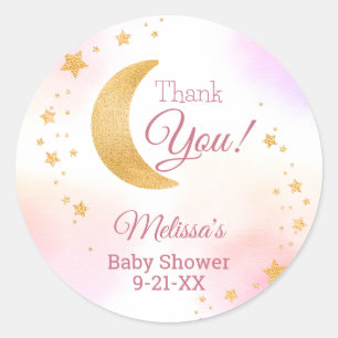 Sticker Rond Pastel rose sur le Baby shower de Merci de la Lune
