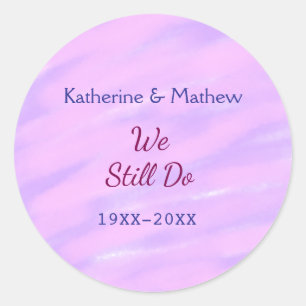 Sticker Rond Pastel rose violet Vow renouvellement anniversaire