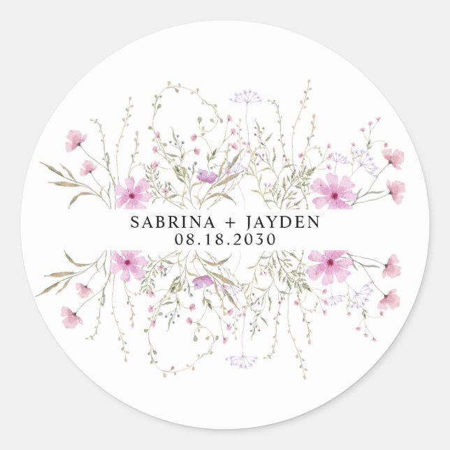 Sticker Rond Pastel Shade Blush rose Mariage floral (Devant)