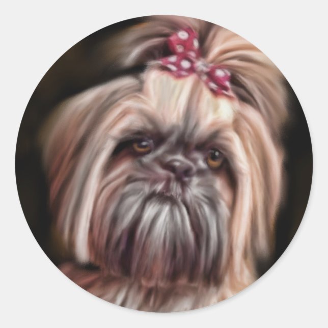 Sticker Rond Pastel Shih Tzu (Devant)
