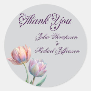 Sticker Rond Pastel Tulip Mariage Suite Typographie élégante