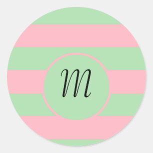Sticker Rond Pastel vert et rose