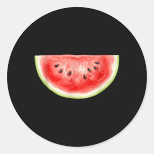 Sticker Rond Pastèque Eté Aquarelle Fruit Tranches Juteux