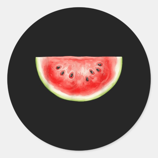 Sticker Rond Pastèque Eté Aquarelle Fruit Tranches Juteux (Devant)