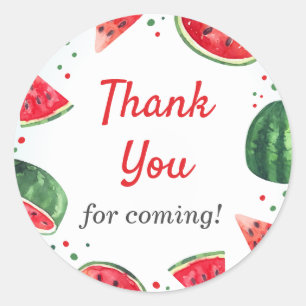Sticker Rond Pastèque Melon Été Fête Cadeau de Remerciement