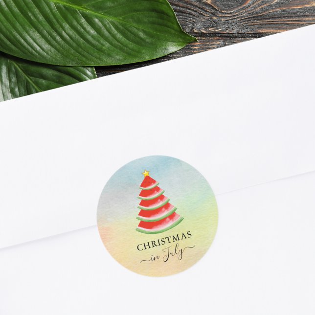 Sticker Rond Pastèque Noël en juillet Pastèque (Créateur téléchargé)
