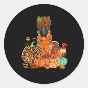 Sticker Rond Pasteur Allemand De Thanksgiving Avec La Poussette
