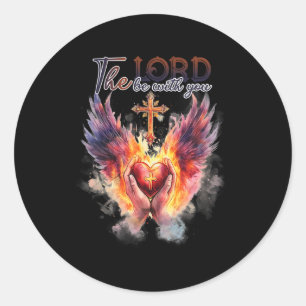 Sticker Rond Pasteur - Mains priantes devant le Sacré-Cœur