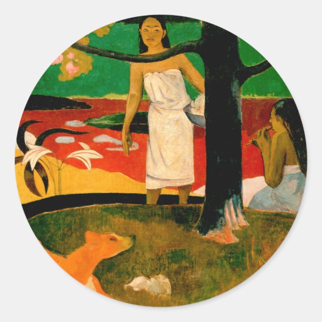 Sticker Rond ‪ Pastorales Tahitiennes ‬ par Paul Gauguin (Devant)